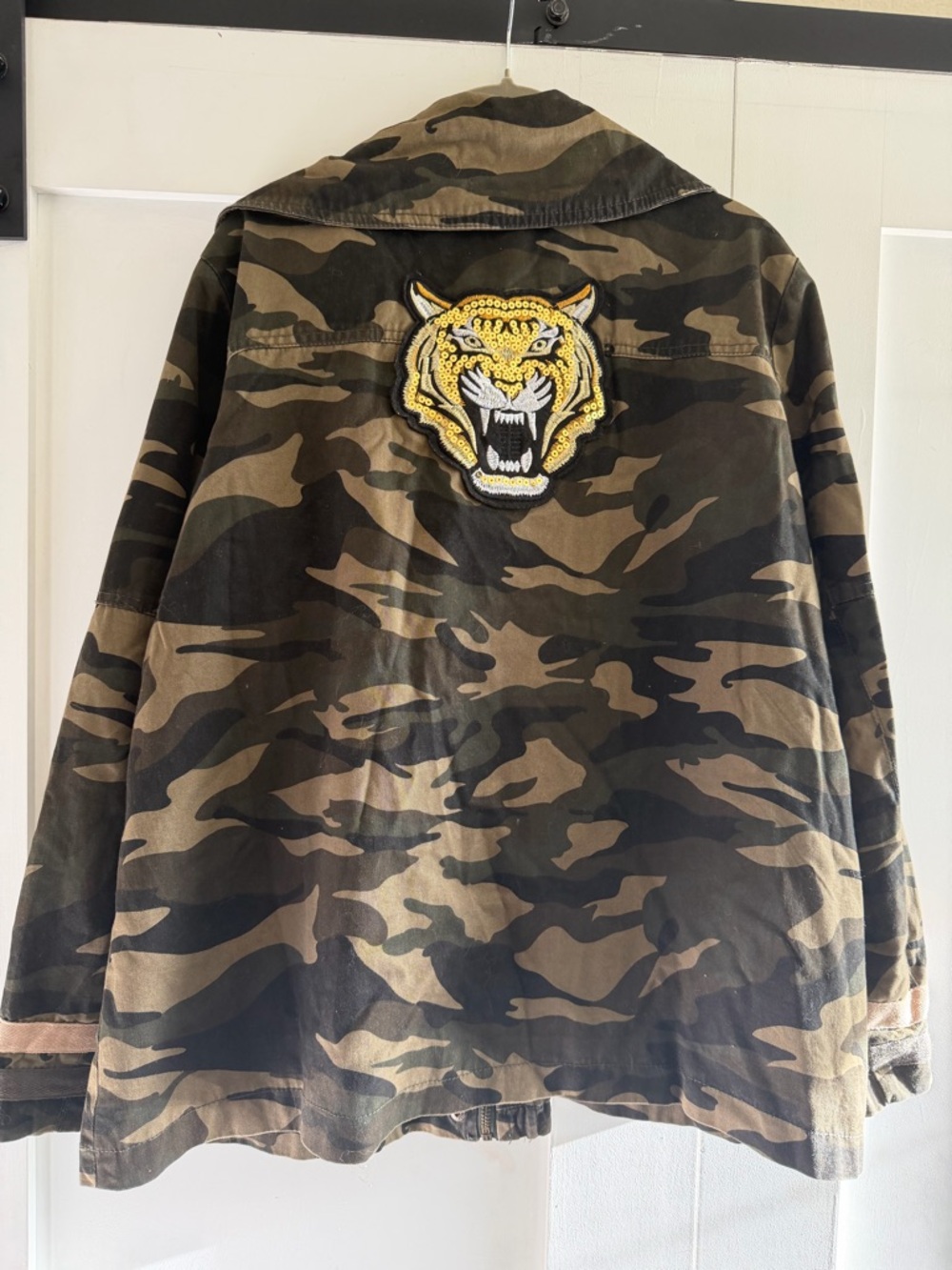 Me Jane Camo Jacket with Yellow Tiger Patch